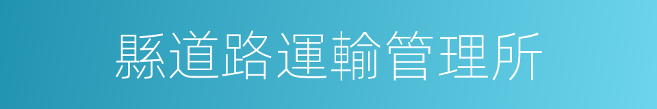 縣道路運輸管理所的同義詞