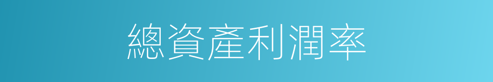 總資產利潤率的同義詞