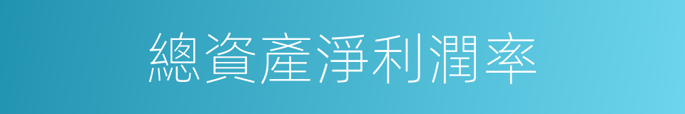 總資產淨利潤率的同義詞