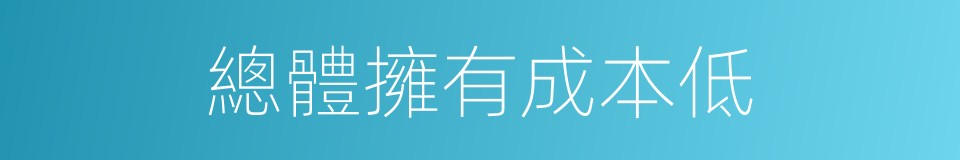 總體擁有成本低的同義詞