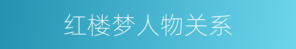 红楼梦人物关系的同义词