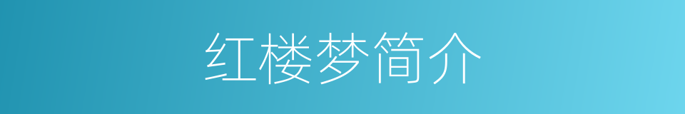 红楼梦简介的同义词