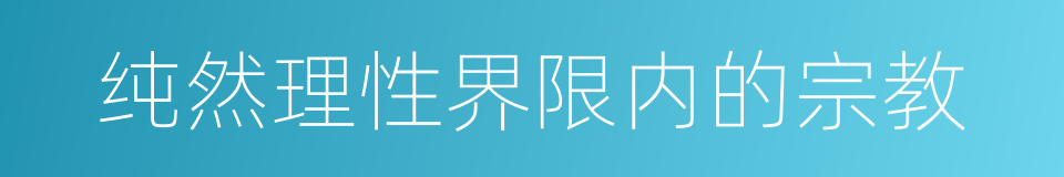 纯然理性界限内的宗教的同义词