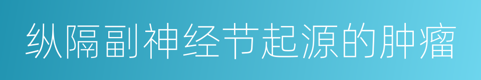 纵隔副神经节起源的肿瘤的同义词