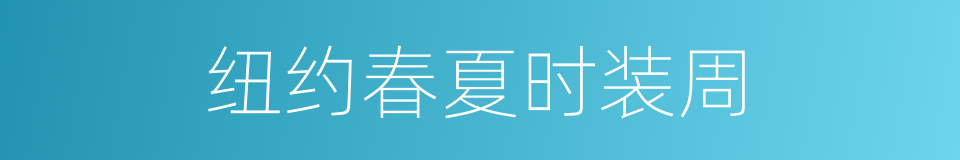 纽约春夏时装周的同义词