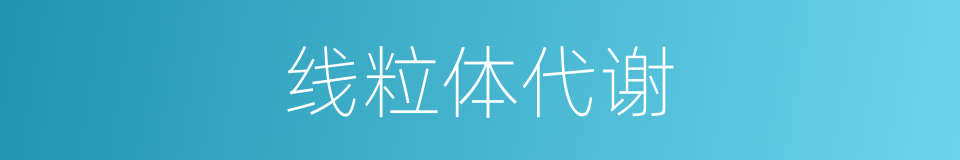 线粒体代谢的同义词