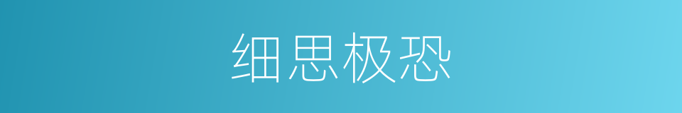 细思极恐的意思