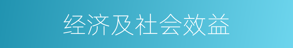 经济及社会效益的同义词