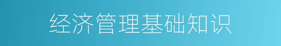经济管理基础知识的同义词