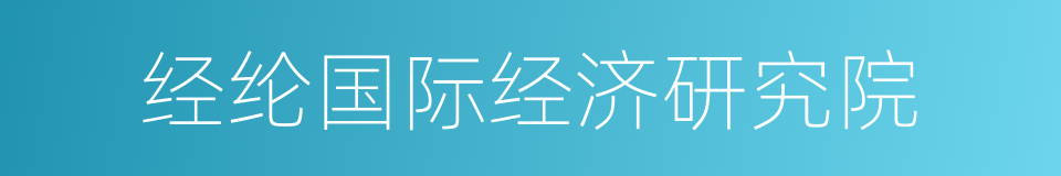 经纶国际经济研究院的意思