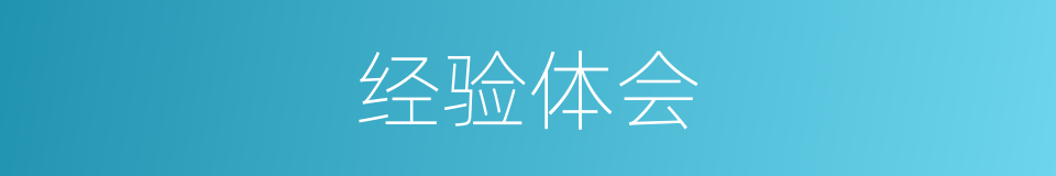 经验体会的意思