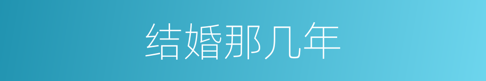 结婚那几年的同义词