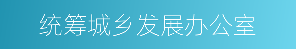 统筹城乡发展办公室的同义词
