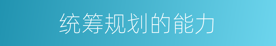 统筹规划的能力的同义词