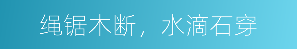 绳锯木断，水滴石穿的同义词