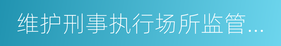 维护刑事执行场所监管秩序稳定的同义词