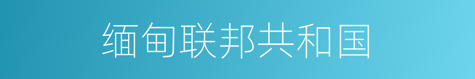 缅甸联邦共和国的同义词