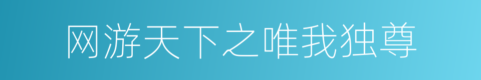 网游天下之唯我独尊的同义词