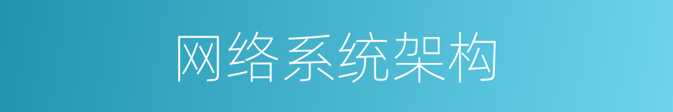 网络系统架构的同义词