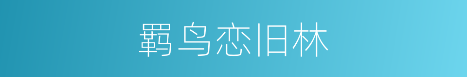 羁鸟恋旧林的同义词