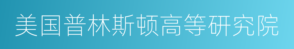 美国普林斯顿高等研究院的同义词