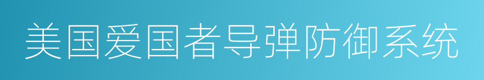 美国爱国者导弹防御系统的同义词