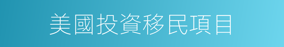 美國投資移民項目的同義詞