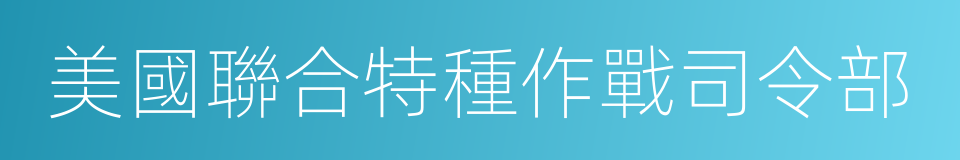 美國聯合特種作戰司令部的意思