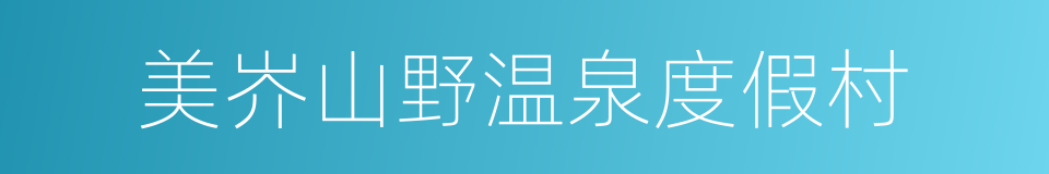 美岕山野温泉度假村的同义词