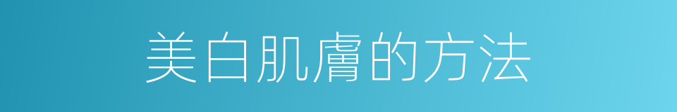 美白肌膚的方法的同義詞