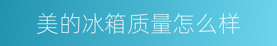 美的冰箱质量怎么样的同义词