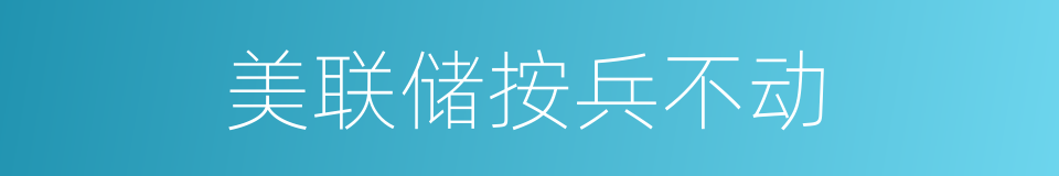美联储按兵不动的同义词