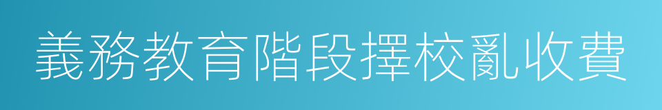 義務教育階段擇校亂收費的同義詞