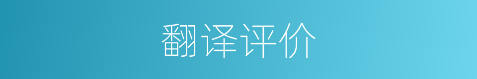 翻译评价的同义词