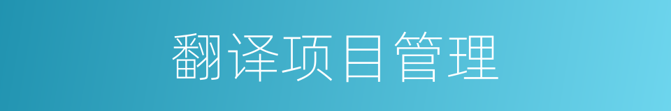 翻译项目管理的同义词