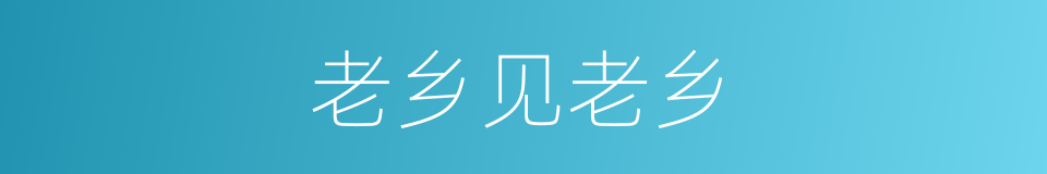 老乡见老乡的同义词