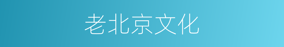 老北京文化的同义词