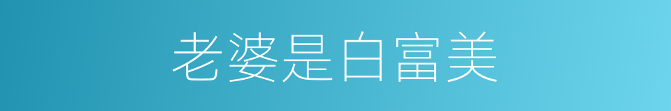 老婆是白富美的同义词