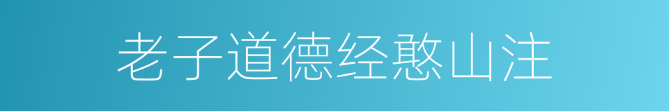 老子道德经憨山注的同义词