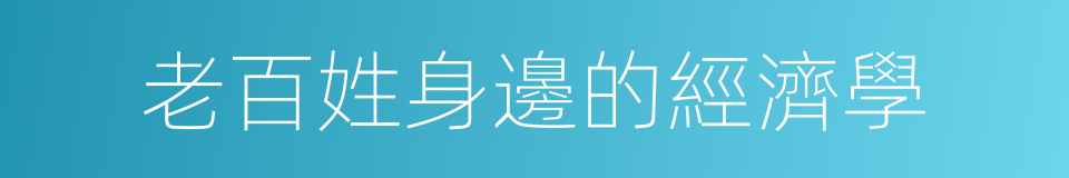 老百姓身邊的經濟學的同義詞