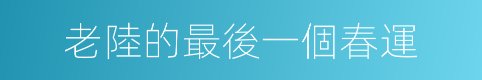 老陸的最後一個春運的同義詞
