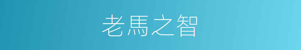 老馬之智的同義詞