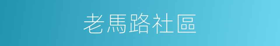 老馬路社區的同義詞