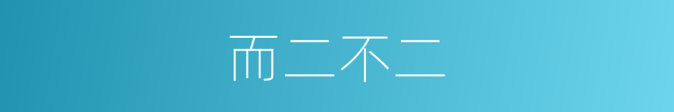 而二不二的同义词