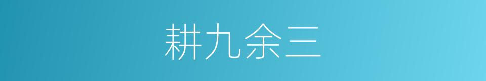 耕九余三的同义词