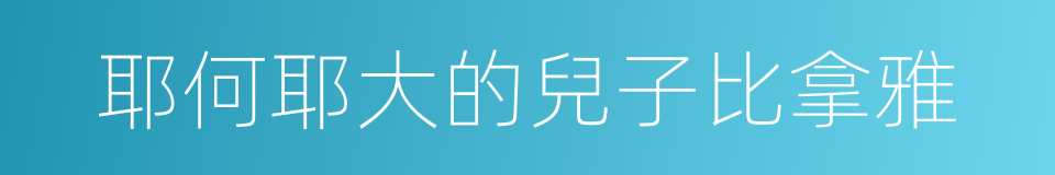 耶何耶大的兒子比拿雅的同義詞