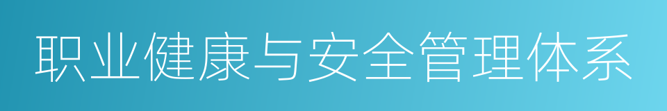 职业健康与安全管理体系的同义词