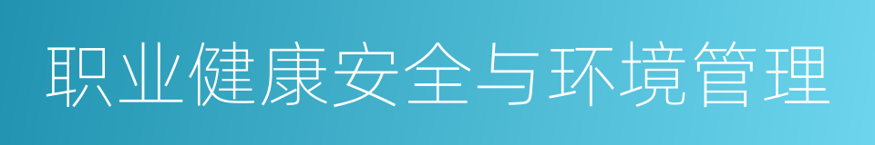 职业健康安全与环境管理的同义词