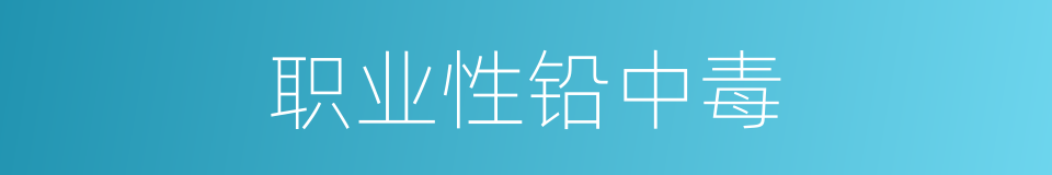 职业性铅中毒的同义词