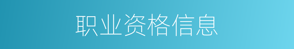 职业资格信息的同义词